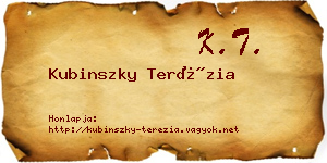 Kubinszky Terézia névjegykártya